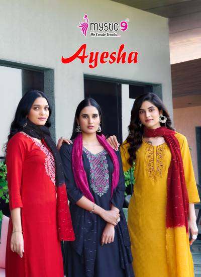 AYESHA VOL 1 BY MYSTIC 9 DESIGNER EMBROIDERY SALWAR SUIT WHOLESALER IN INDIA